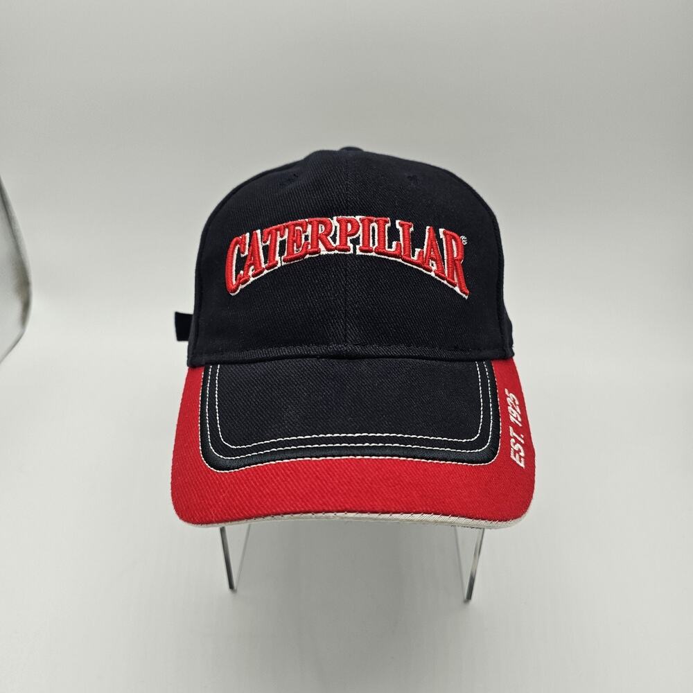 Caterpillar CAT 3D Spell Out Logo Strapback Hat Black/Red New